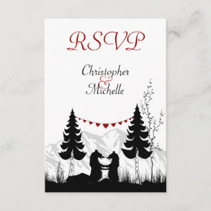 Silhouette Mountain Bears Hochzeiten RSVP Cards Karte