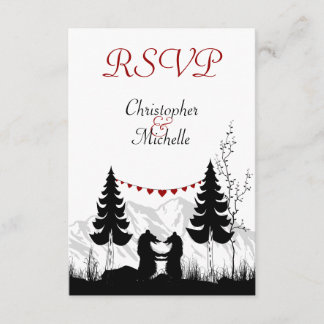 Silhouette Mountain Bears Wedding RSVP Cartes