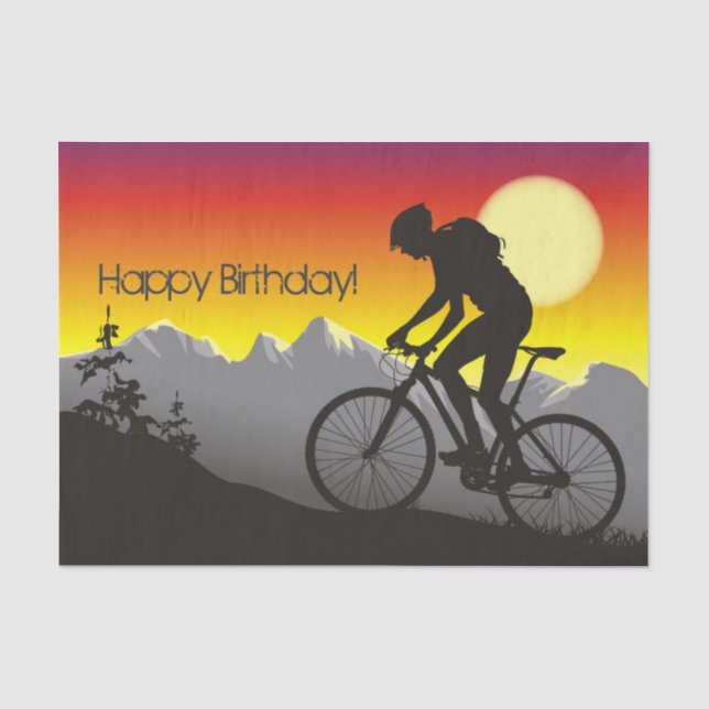 Silhouette Mountainbike zum Geburtstag Seidenpapier (Vorderseite)