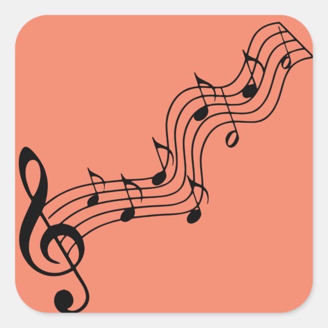 Silhouette-musical-note-clef-bass Quadratischer Aufkleber (Vorderseite)