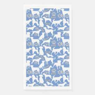 Silhouette Muster für Hunde.White.03 Blau BG Serviette