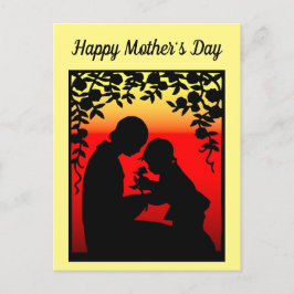 Silhouette Mutter und Kind Postkarte