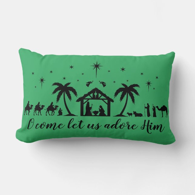 Silhouette Nativity Scene Christmas Throw Kissen (Vorderseite)