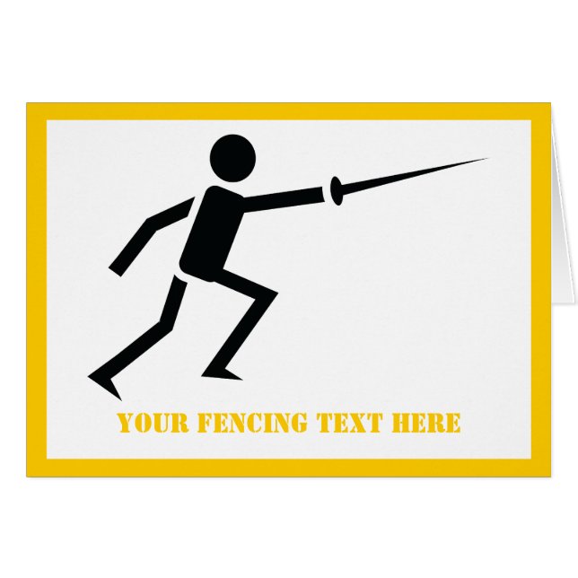 Silhouette noire Fencer avec carte d'escrime (Devant horizontal)