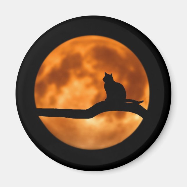 Silhouette of a Black Cat in a Tree Magnet (Vorne)