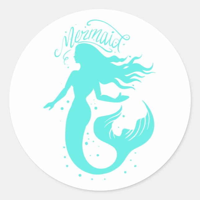 Silhouette of a mermaid - Choose background color Runder Aufkleber (Vorderseite)