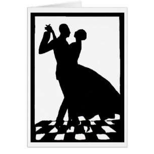 Silhouette-Paar tanzt im Dunkeldruck