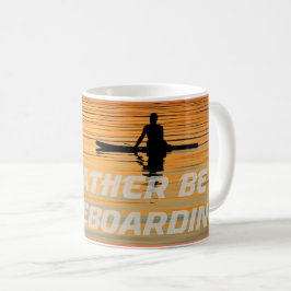 Silhouette Paddelboarder friedlicher Sonnenunterga Kaffeetasse