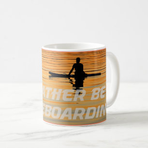 Silhouette Paddelboarder friedlicher Sonnenunterga Kaffeetasse