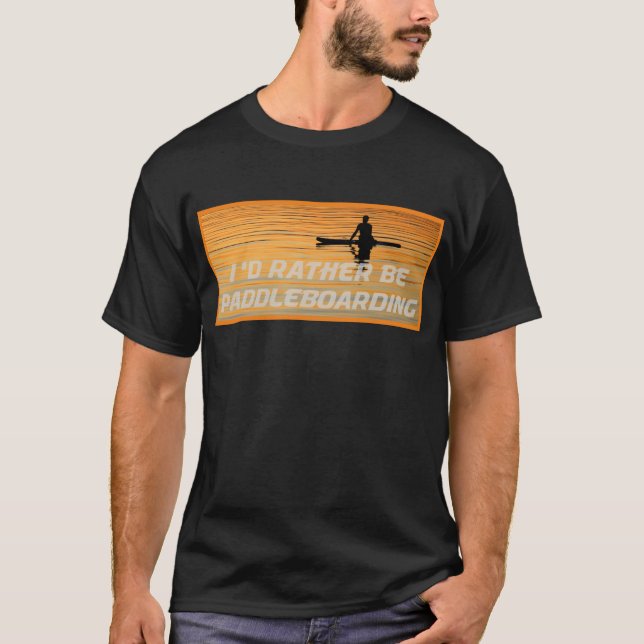 Silhouette Paddelboarder friedlicher Sonnenunterga T-Shirt (Vorderseite)
