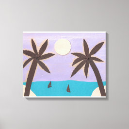 Silhouette Palm und Lavender Sky Leinwanddruck