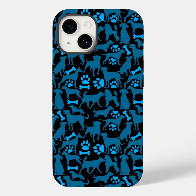 Silhouette Pattern.Blue.04 Black BG Case-Mate iPhone 14 Hülle (Rückseite)