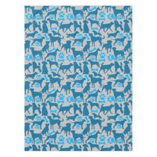 Silhouette Pattern.Blue.04 LGrey BG Tischdecke