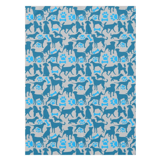 Silhouette Pattern.Blue.04 LGrey BG Tischdecke (Vorderseite)