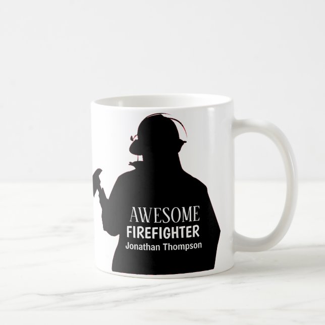 Silhouette Personnalisée Pompier Café Mug (Droite)