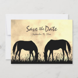Silhouette Pferde Weiden im Feld Sonnenuntergang H Save The Date
