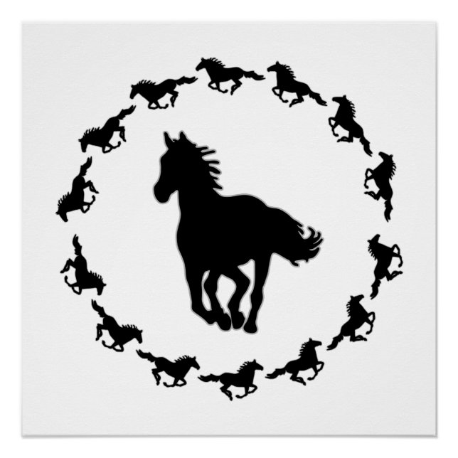 Silhouette Pferdedesign Poster (Vorderseite)