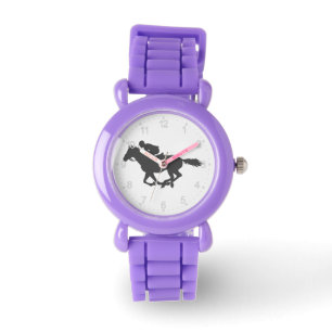 Silhouette-Pferdejockey - Farbe wählen Armbanduhr