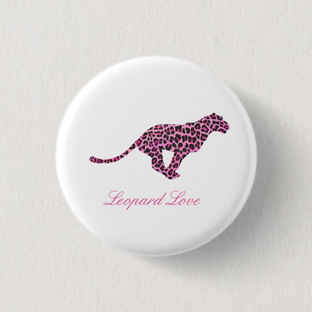 Silhouette Pink and Black Leopard Button (Vorderseite)