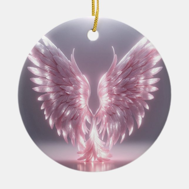 Silhouette Pink Engel Symbol Keramik Ornament (Vorne)