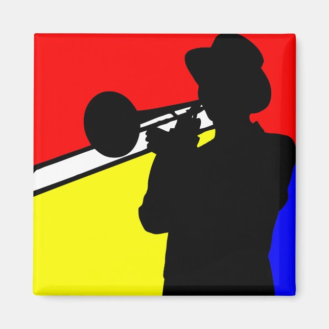 Silhouette Posaunenspieler, mondäne Kunst Magnet (Vorne)