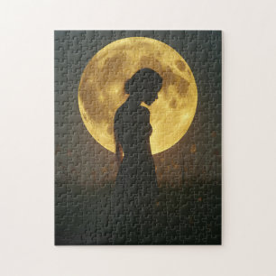 Silhouette-Puzzle am Mondschein - Traumhafte Nacht