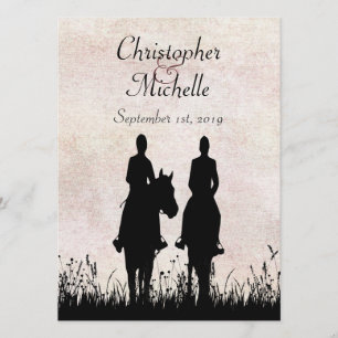 Silhouette Reiten Paare Hochzeit Einladung