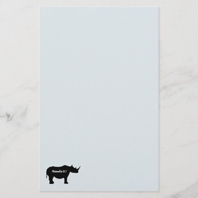 Silhouette Rhinoceros Briefpapier (Vorderseite)