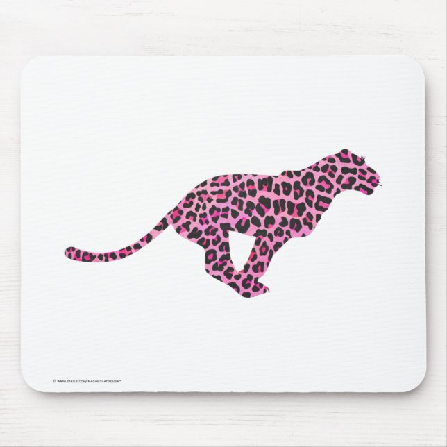 Silhouette Rosa und Schwarzer Leopard Mousepad (Vorne)