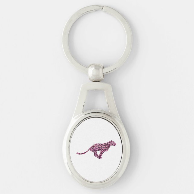 Silhouette Rosa und Schwarzer Leopard Schlüsselanhänger (Vorderseite)