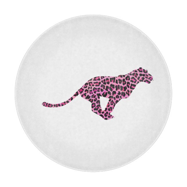 Silhouette Rosa und Schwarzer Leopard Schneidebrett (Vorderseite)