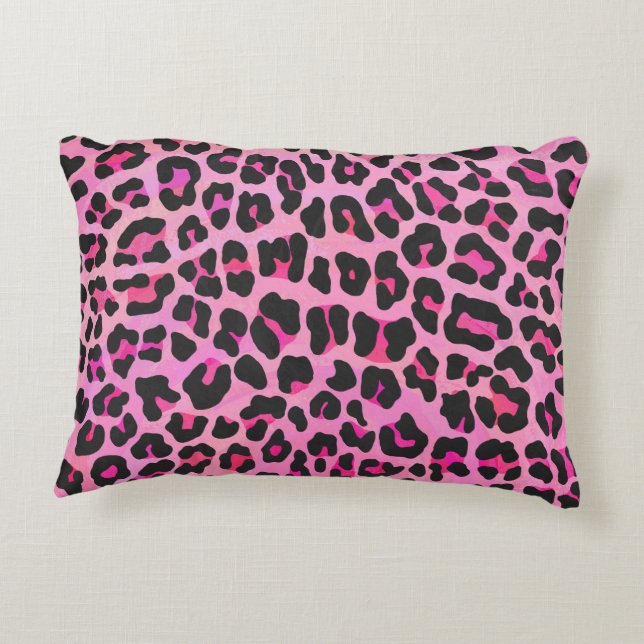 Silhouette Rosa und Schwarzer Leopard Zierkissen (Rückseite)