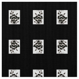 Silhouette Rose Schwarz auf Baumwolle Poly Fabric  Stoff