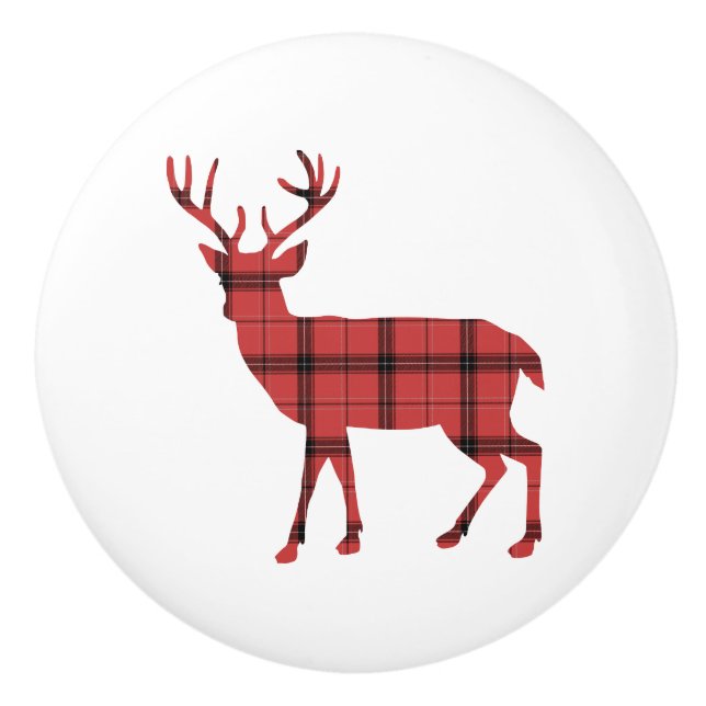 Silhouette Rot und Karierter Tartan Keramikknauf (Vorderseite)