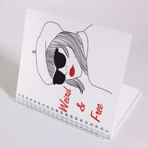 Silhouette Rot & Weiß Zitat von Frauen Notizbuch