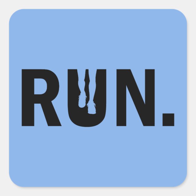 Silhouette-Run für den Runner-Marathon Quadratischer Aufkleber (Vorderseite)