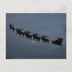Silhouette Santa & Reindeer Feiertagspostkarte
