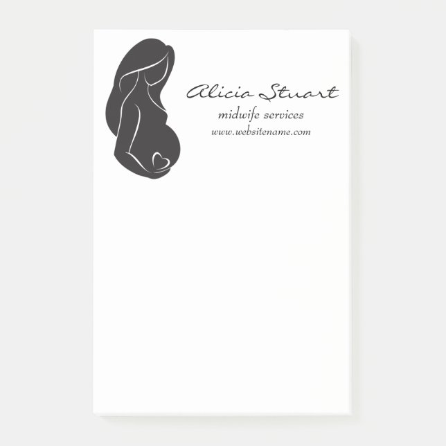 Silhouette-schwangere Frauen-Bauch-Herz Post-it Klebezettel (Vorderseite)
