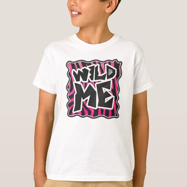 Silhouette Schwarz und Heiß Rosa Zebra T-Shirt (Vorderseite)