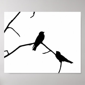 Silhouette Schwarz-Weiß-Schwalbe Poster