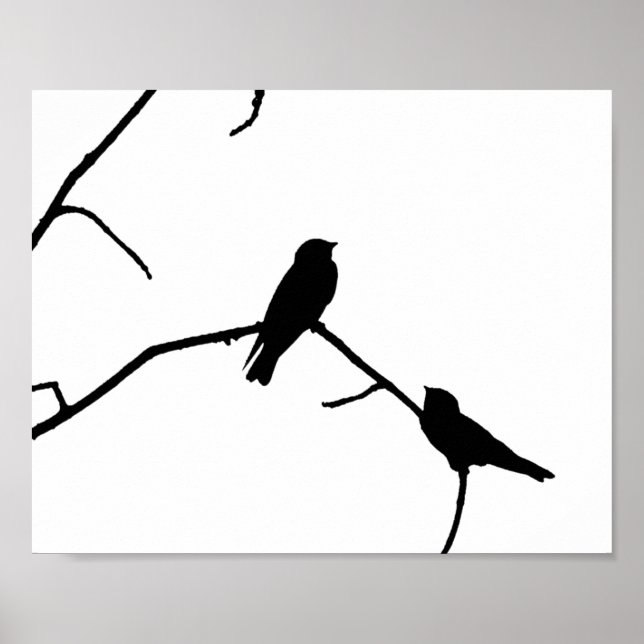 Silhouette Schwarz-Weiß-Schwalbe Poster (Vorne)