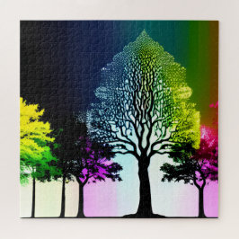 Silhouette Schwarze Bäume mit weichen Rainbow-Farb