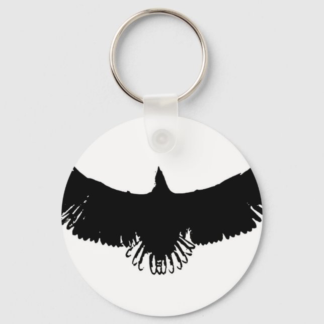 Silhouette Schwarzer und Weißer Adler Schlüsselanhänger (Vorderseite)