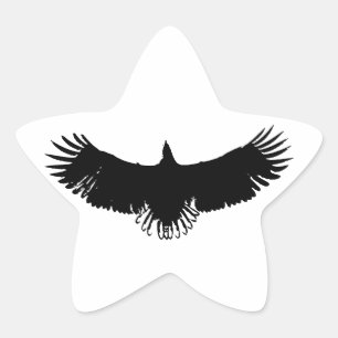 Silhouette Schwarzer und Weißer Adler Stern-Aufkleber