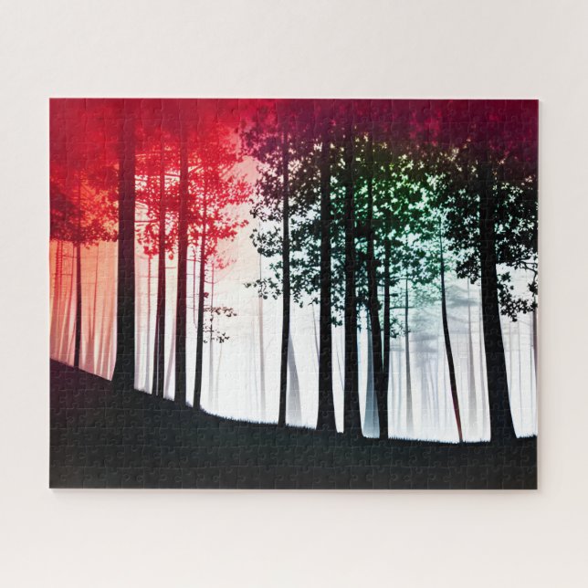 Silhouette Schwarzwald mit roter Farbeinwirkung (Horizontal)