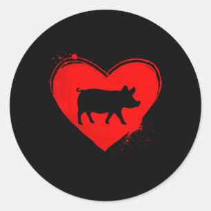 Silhouette Schweinefleisch Gestalt Valentine Schwe Runder Aufkleber