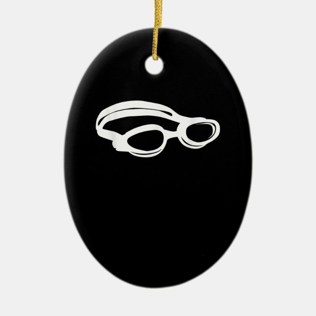 Silhouette Schwimmbad Lover Schwimmbad Gogglage So Keramik Ornament (Vorne)