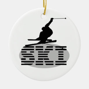 Silhouette-Ski-T - Shirts und Geschenke Keramikornament