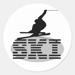 Silhouette SKI T-Shirts und Geschenke Runder Aufkleber