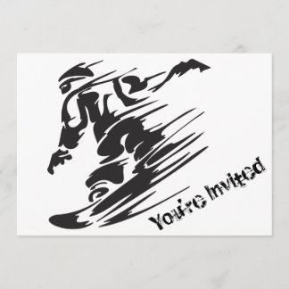 Silhouette Snowboarden Berg Geburtstag Einladung